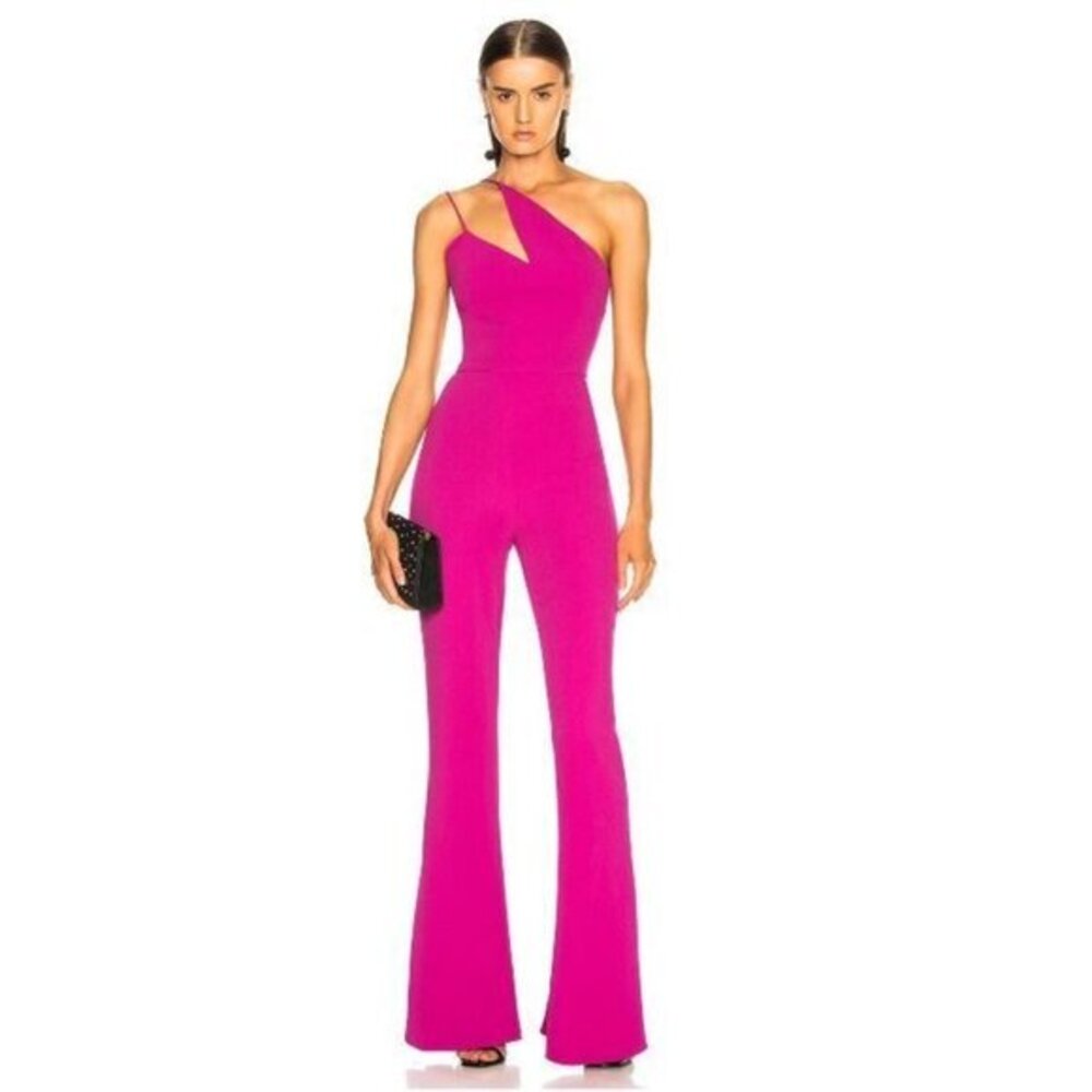 Cushnie et Ochs Pink Nikkita Jumpsuit One Shoulder Flared Leg SZ 0 NWT